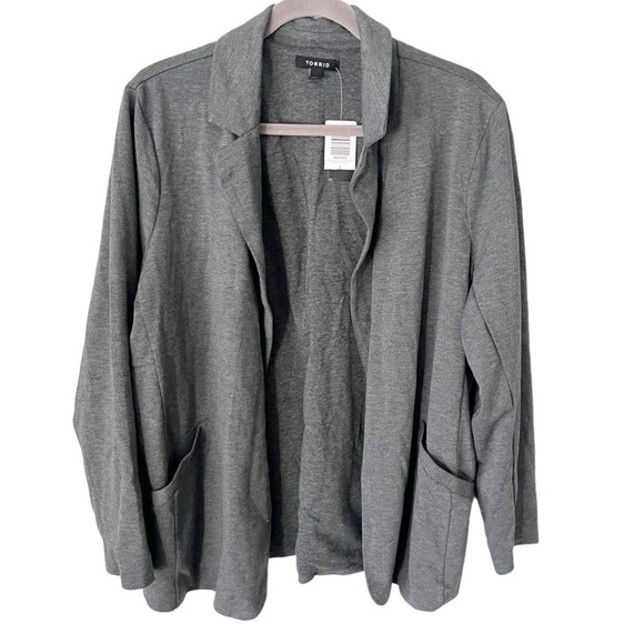 torrid Jackets & Blazers - Torrid Blazer‎ Women's 1X Gray Longline Ponte Knit Open Jacket Career NWT